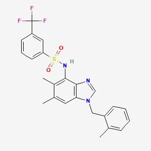 molecular formula C24H22F3N3O2S B2614399 N-[5,6-dimethyl-1-(2-methylbenzyl)-1H-1,3-benzimidazol-4-yl]-3-(trifluoromethyl)benzenesulfonamide CAS No. 338954-67-9
