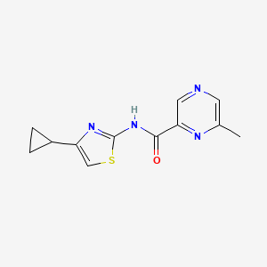 molecular formula C12H12N4OS B2614414 N-(4-Cyclopropyl-1,3-thiazol-2-yl)-6-methylpyrazine-2-carboxamide CAS No. 2415601-43-1