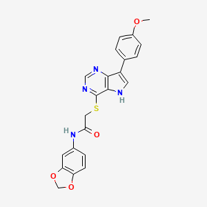 molecular formula C22H18N4O4S B2614420 N-(1,3-benzodioxol-5-yl)-2-{[7-(4-methoxyphenyl)-5H-pyrrolo[3,2-d]pyrimidin-4-yl]sulfanyl}acetamide CAS No. 1251613-01-0