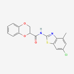 molecular formula C17H13ClN2O3S B2614424 N-(6-chloro-4-methylbenzo[d]thiazol-2-yl)-2,3-dihydrobenzo[b][1,4]dioxine-2-carboxamide CAS No. 897759-70-5