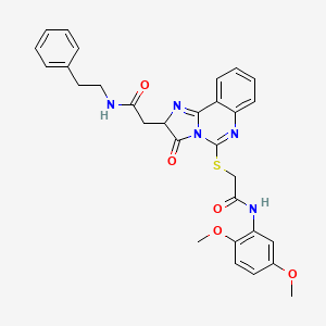 molecular formula C30H29N5O5S B2614460 N-(2,5-dimethoxyphenyl)-2-((3-oxo-2-(2-oxo-2-(phenethylamino)ethyl)-2,3-dihydroimidazo[1,2-c]quinazolin-5-yl)thio)acetamide CAS No. 959556-25-3