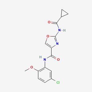 molecular formula C15H14ClN3O4 B2614491 N-(5-chloro-2-methoxyphenyl)-2-(cyclopropanecarboxamido)oxazole-4-carboxamide CAS No. 1351618-80-8