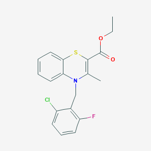 molecular formula C19H17ClFNO2S B2614494 ethyl 4-(2-chloro-6-fluorobenzyl)-3-methyl-4H-1,4-benzothiazine-2-carboxylate CAS No. 339098-17-8