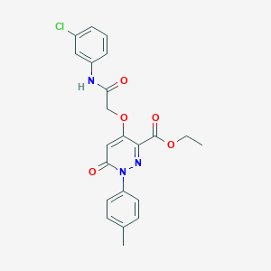 molecular formula C22H20ClN3O5 B2614503 Ethyl 4-(2-((3-chlorophenyl)amino)-2-oxoethoxy)-6-oxo-1-(p-tolyl)-1,6-dihydropyridazine-3-carboxylate CAS No. 899943-87-4