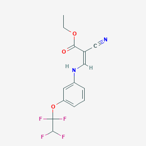 molecular formula C14H12F4N2O3 B2614509 ethyl (Z)-2-cyano-3-[3-(1,1,2,2-tetrafluoroethoxy)anilino]prop-2-enoate CAS No. 1025800-09-2