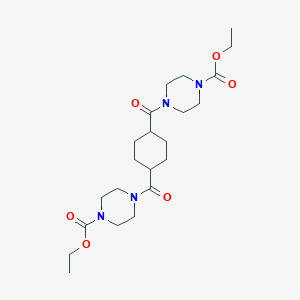 molecular formula C22H36N4O6 B261454 ethyl 4-[(4-{[4-(ethoxycarbonyl)-1-piperazinyl]carbonyl}cyclohexyl)carbonyl]-1-piperazinecarboxylate 