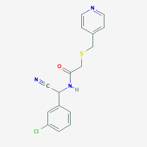 molecular formula C16H14ClN3OS B2614593 N-[(3-chlorophenyl)(cyano)methyl]-2-{[(pyridin-4-yl)methyl]sulfanyl}acetamide CAS No. 1333863-29-8