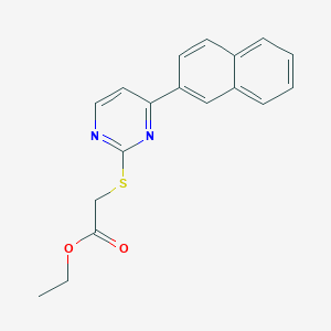 molecular formula C18H16N2O2S B2614619 Ethyl 2-((4-(naphthalen-2-yl)pyrimidin-2-yl)thio)acetate CAS No. 937599-98-9