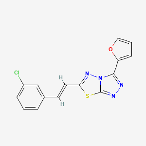 molecular formula C15H9ClN4OS B2614656 6-[(E)-2-(3-chlorophenyl)ethenyl]-3-(furan-2-yl)-[1,2,4]triazolo[3,4-b][1,3,4]thiadiazole CAS No. 890598-17-1
