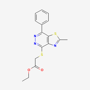 molecular formula C16H15N3O2S2 B2614674 Ethyl 2-((2-methyl-7-phenylthiazolo[4,5-d]pyridazin-4-yl)thio)acetate CAS No. 946381-31-3