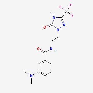 molecular formula C15H18F3N5O2 B2614684 3-(dimethylamino)-N-{2-[4-methyl-5-oxo-3-(trifluoromethyl)-4,5-dihydro-1H-1,2,4-triazol-1-yl]ethyl}benzamide CAS No. 1421491-06-6
