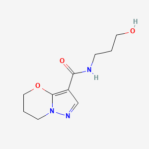 molecular formula C10H15N3O3 B2614698 N-(3-hydroxypropyl)-6,7-dihydro-5H-pyrazolo[5,1-b][1,3]oxazine-3-carboxamide CAS No. 1421530-62-2