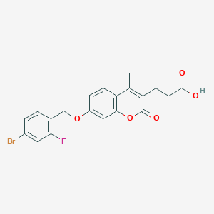 molecular formula C20H16BrFO5 B2614713 3-{7-[(4-bromo-2-fluorobenzyl)oxy]-4-methyl-2-oxo-2H-chromen-3-yl}propanoic acid CAS No. 858754-80-0