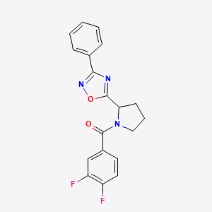 molecular formula C19H15F2N3O2 B2614717 (3,4-difluorophenyl)-[2-(3-phenyl-1,2,4-oxadiazol-5-yl)pyrrolidin-1-yl]methanone CAS No. 1795398-18-3
