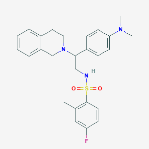 molecular formula C26H30FN3O2S B2614734 N-{2-[4-(dimethylamino)phenyl]-2-(1,2,3,4-tetrahydroisoquinolin-2-yl)ethyl}-4-fluoro-2-methylbenzene-1-sulfonamide CAS No. 946317-51-7