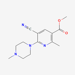molecular formula C14H18N4O2 B2614771 Methyl 5-cyano-2-methyl-6-(4-methylpiperazin-1-yl)pyridine-3-carboxylate CAS No. 306979-92-0