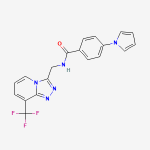 molecular formula C19H14F3N5O B2614799 4-(1H-pyrrol-1-yl)-N-((8-(trifluoromethyl)-[1,2,4]triazolo[4,3-a]pyridin-3-yl)methyl)benzamide CAS No. 2034327-79-0