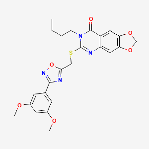 molecular formula C24H24N4O6S B2614808 7-butyl-6-({[3-(3,5-dimethoxyphenyl)-1,2,4-oxadiazol-5-yl]methyl}sulfanyl)-2H,7H,8H-[1,3]dioxolo[4,5-g]quinazolin-8-one CAS No. 1111992-76-7