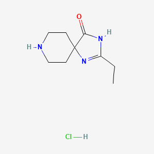 molecular formula C9H16ClN3O B2614948 2-Ethyl-1,3,8-triazaspiro[4.5]dec-1-en-4-one hydrochloride CAS No. 1713163-91-7