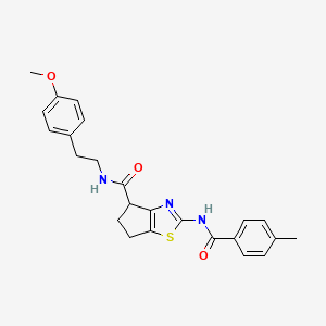 molecular formula C24H25N3O3S B2614951 N-(4-methoxyphenethyl)-2-(4-methylbenzamido)-5,6-dihydro-4H-cyclopenta[d]thiazole-4-carboxamide CAS No. 941880-16-6