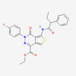 molecular formula C25H22FN3O4S B2614976 ethyl 3-(4-fluorophenyl)-4-oxo-5-(2-phenylbutanamido)-3H,4H-thieno[3,4-d]pyridazine-1-carboxylate CAS No. 851949-81-0