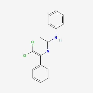 molecular formula C16H14Cl2N2 B2614999 N'-(2,2-dichloro-1-phenylethenyl)-N-phenylethanimidamide CAS No. 300360-21-8