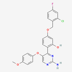 2-(2-Amino-5-(4-methoxyphenoxy)pyrimidin-4-yl)-5-((2-chloro-4-fluorobenzyl)oxy)phenol
