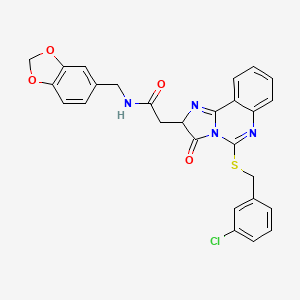 N-(1,3-benzodioxol-5-ylmethyl)-2-[5-[(3-chlorophenyl)methylsulfanyl]-3-oxo-2H-imidazo[1,2-c]quinazolin-2-yl]acetamide