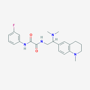 molecular formula C22H27FN4O2 B2615051 N-[2-(dimethylamino)-2-(1-methyl-1,2,3,4-tetrahydroquinolin-6-yl)ethyl]-N'-(3-fluorophenyl)ethanediamide CAS No. 922119-16-2