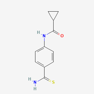 molecular formula C11H12N2OS B2615052 N-[4-(aminocarbonothioyl)phenyl]cyclopropanecarboxamide CAS No. 923693-82-7