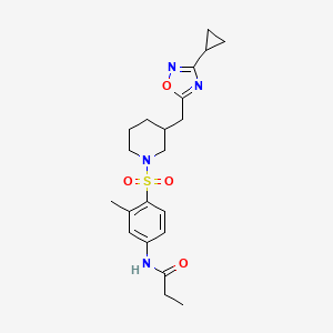 N-(4-((3-((3-cyclopropyl-1,2,4-oxadiazol-5-yl)methyl)piperidin-1-yl)sulfonyl)-3-methylphenyl)propionamide