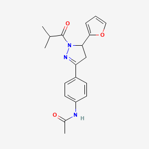N-{4-[5-(2-furyl)-1-(2-methylpropanoyl)-2-pyrazolin-3-yl]phenyl}acetamide