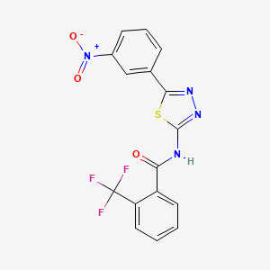 molecular formula C16H9F3N4O3S B2615100 N-[5-(3-nitrophenyl)-1,3,4-thiadiazol-2-yl]-2-(trifluoromethyl)benzamide CAS No. 391862-54-7