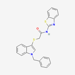 molecular formula C24H19N3OS2 B2615131 N-(1,3-benzothiazol-2-yl)-2-[(1-benzyl-1H-indol-3-yl)sulfanyl]acetamide CAS No. 681273-75-6
