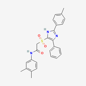 molecular formula C26H25N3O3S B2615142 N-(3,4-dimethylphenyl)-2-{[2-(4-methylphenyl)-5-phenyl-1H-imidazol-4-yl]sulfonyl}acetamide CAS No. 902520-84-7