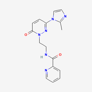 molecular formula C16H16N6O2 B2615157 N-(2-(3-(2-methyl-1H-imidazol-1-yl)-6-oxopyridazin-1(6H)-yl)ethyl)picolinamide CAS No. 1351630-66-4
