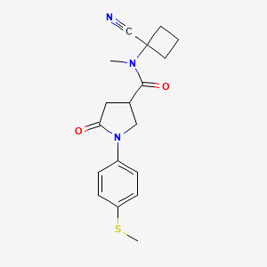 molecular formula C18H21N3O2S B2615162 N-(1-cyanocyclobutyl)-N-methyl-1-[4-(methylsulfanyl)phenyl]-5-oxopyrrolidine-3-carboxamide CAS No. 1222970-46-8