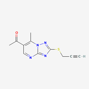 molecular formula C11H10N4OS B2615304 1-[7-Methyl-2-(prop-2-yn-1-ylthio)[1,2,4]triazolo[1,5-a]pyrimidin-6-yl]ethanone CAS No. 886152-14-3