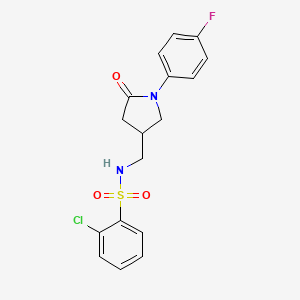 2-chloro-N-((1-(4-fluorophenyl)-5-oxopyrrolidin-3-yl)methyl)benzenesulfonamide