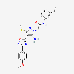 2-(5-amino-4-(3-(4-methoxyphenyl)-1,2,4-oxadiazol-5-yl)-3-(methylthio)-1H-pyrazol-1-yl)-N-(3-ethylphenyl)acetamide