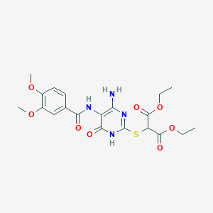 Diethyl 2-((4-amino-5-(3,4-dimethoxybenzamido)-6-oxo-1,6-dihydropyrimidin-2-yl)thio)malonate