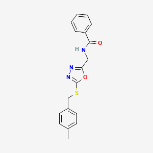 molecular formula C18H17N3O2S B2615349 N-((5-((4-methylbenzyl)thio)-1,3,4-oxadiazol-2-yl)methyl)benzamide CAS No. 941985-33-7