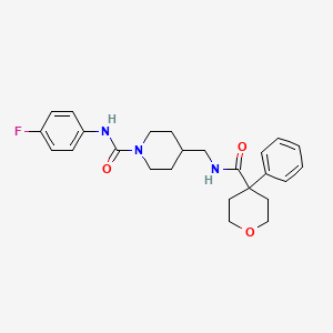 molecular formula C25H30FN3O3 B2615388 N-(4-fluorophenyl)-4-((4-phenyltetrahydro-2H-pyran-4-carboxamido)methyl)piperidine-1-carboxamide CAS No. 1234853-20-3