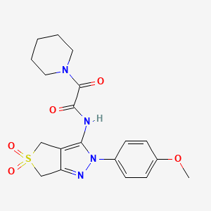 molecular formula C19H22N4O5S B2615461 N-(2-(4-methoxyphenyl)-5,5-dioxido-4,6-dihydro-2H-thieno[3,4-c]pyrazol-3-yl)-2-oxo-2-(piperidin-1-yl)acetamide CAS No. 899989-20-9