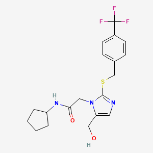 N-cyclopentyl-2-(5-(hydroxymethyl)-2-((4-(trifluoromethyl)benzyl)thio)-1H-imidazol-1-yl)acetamide