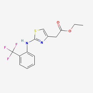 molecular formula C14H13F3N2O2S B2615542 乙酸2-(2-{[2-(三氟甲基)苯基]氨基}-1,3-噻唑-4-基)乙酯 CAS No. 1797861-50-7