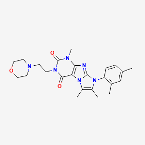 molecular formula C24H30N6O3 B2615563 8-(2,4-dimethylphenyl)-1,6,7-trimethyl-3-(2-morpholinoethyl)-1H-imidazo[2,1-f]purine-2,4(3H,8H)-dione CAS No. 899987-82-7