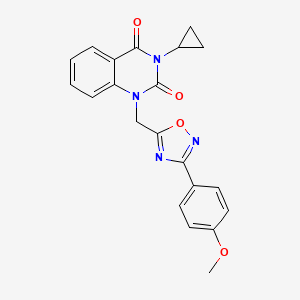 molecular formula C21H18N4O4 B2615589 3-cyclopropyl-1-((3-(4-methoxyphenyl)-1,2,4-oxadiazol-5-yl)methyl)quinazoline-2,4(1H,3H)-dione CAS No. 2188279-30-1
