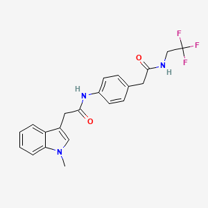 molecular formula C21H20F3N3O2 B2615593 2-{4-[2-(1-methyl-1H-indol-3-yl)acetamido]phenyl}-N-(2,2,2-trifluoroethyl)acetamide CAS No. 1286703-26-1