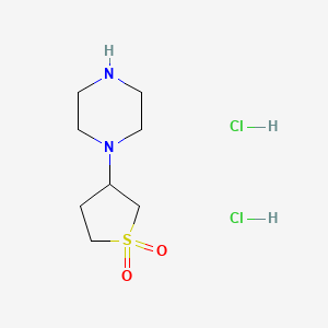 molecular formula C8H18Cl2N2O2S B2615600 1-(1,1-Dioxidotetrahydro-3-thienyl)piperazine dihydrochloride CAS No. 436852-26-5